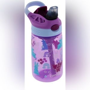 Contigo 14 oz Kids Plastic Water Bottle with Straw Lid, Purple Bunnicorns